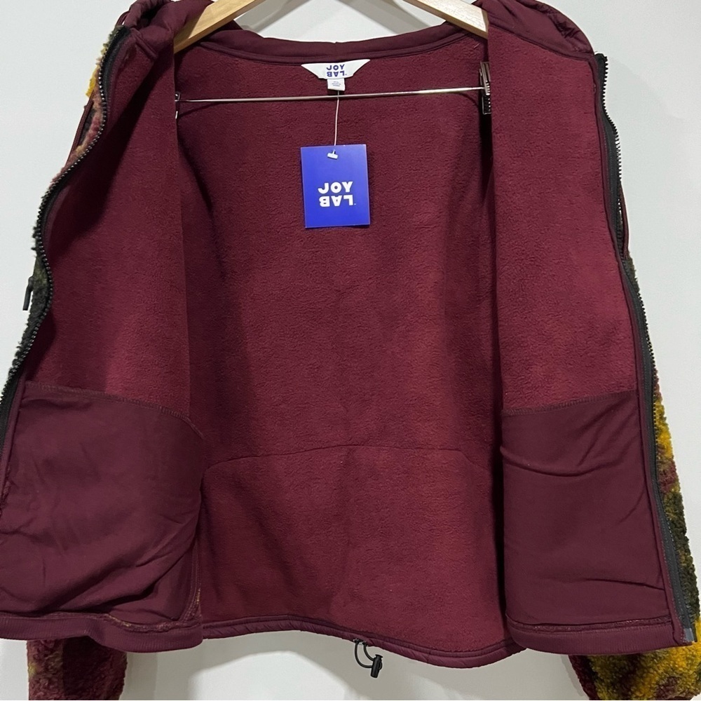 Women’s Marble Sherpa Hoodie Lined Jacket JoyLab Black/Burgundy Size XL - Picture 5 of 9